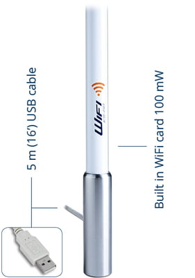 WiFi Fiberglass Antenna - 29 dB - USB - 4 ft HTC:8529.10.91.00 PF AN NWIFI01